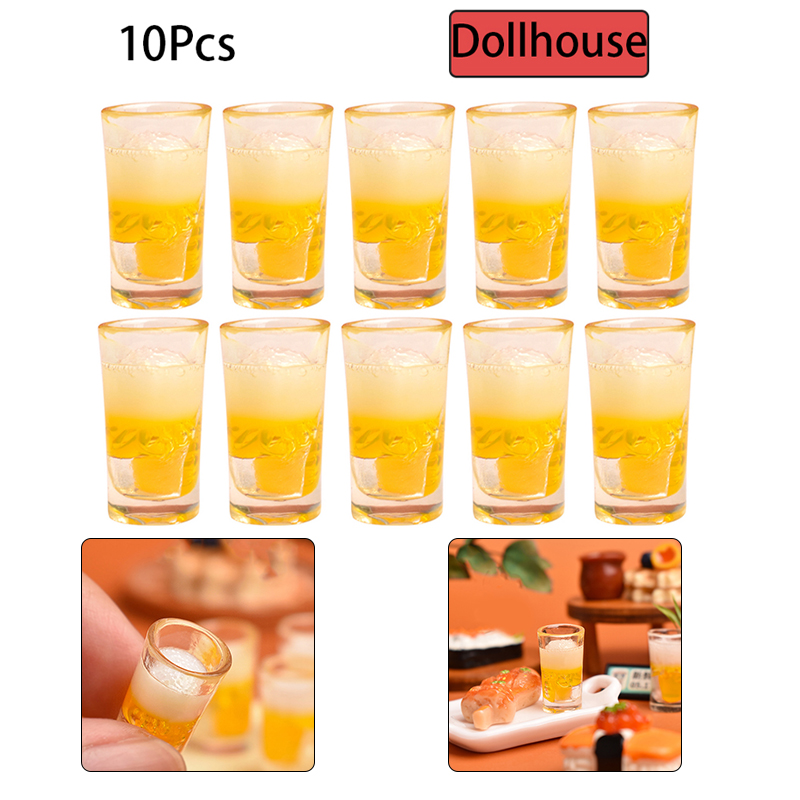 Wine Beer House - 10 個ミニチュアおもちゃキッチンビール飲料カップマグアクセサリードリンクモデルおもちゃワインマグおもちゃドールハウスの装飾