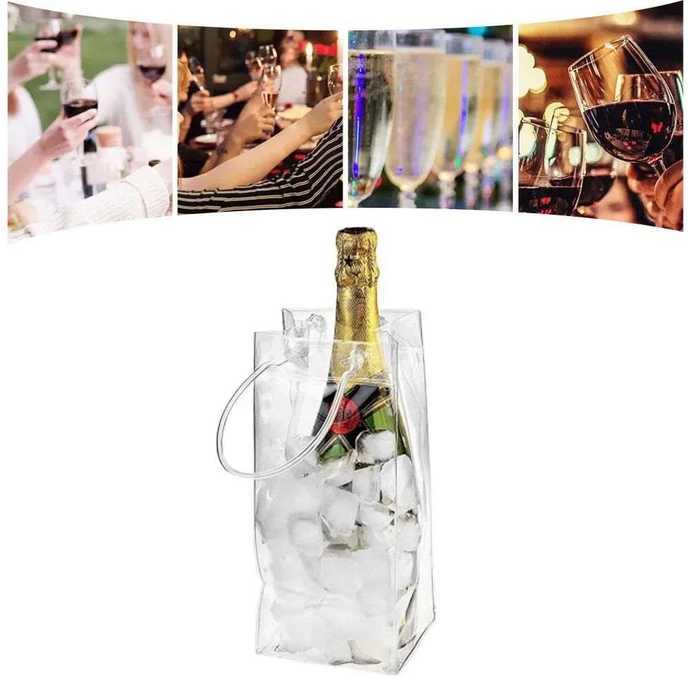 Wine To Beer To Liquor - PVC製漏れ防止アイスバッグ ビールクーラーバッグ ポータブル酒類冷却ツール 1個 透明アイスバッグ ワイン
