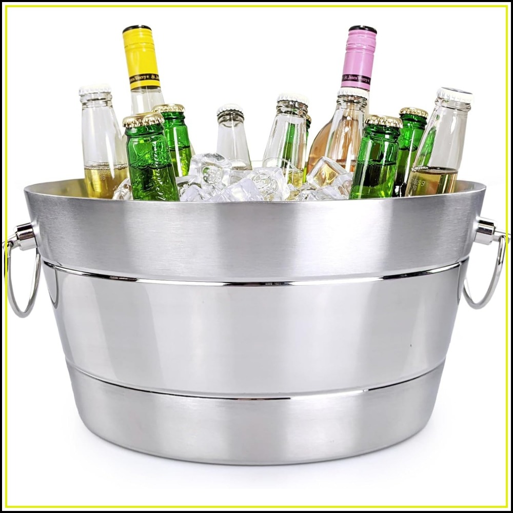 Wine Beer Images - 二重壁ステンレス製アイスバケット、12QT漏れ防止ドリンクチラー、パーティー、ワイン、ビール用